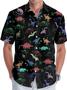 Men's Hawaiian Shirt, Short Sleeve Button Shirt for Unisex, Summer Dinosaur Alien