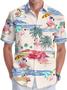 Men's Hawaiian Shirt, Short Sleeve Button Shirt for Unisex, Summer Flamingo Beach