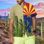 Arizona Flag Saguaro Hawaiian Shirt, Colorful Summer Aloha Shirts For Men Women, Perfect Gift For Husband, Wife, Boyfriend, Girlfriend