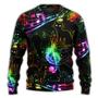 Black Cat The Magical Light Cats On Music Notes Ugly Christmas Sweaters