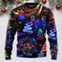 Christmas Neon Art Santa And Snowman Ugly Christmas Sweaters