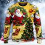 Christmas Tree Yellow Santa Claus Ugly Christmas Sweaters