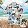 Custom Aloha Hawaiian Shirts With Dog Face - Leaves Pattern White Color Aloha Shirt, Custom Dog Pet Face Aloha Hawaiian Shirts & Tops For Men, Women