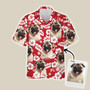 Custom Dog Face Aloha Hawaiian Shirts With Dog Face - Leaves Flowers Pattern Red Color Aloha Shirt - Personalized Hawaiian Shirts & Tops For Men Women