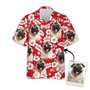 Custom Dog Face Aloha Hawaiian Shirts With Dog Face - Leaves Flowers Pattern Red Color Aloha Shirt - Personalized Hawaiian Shirts & Tops For Men Women