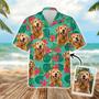 Custom Dog Face Hawaiian Shirt - Leaves & Flowers Pattern Mint Color Aloha Shirt - Personalized Hawaiian Shirt For Men & Women, Dog Lovers