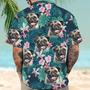 Custom Pet Dog Face Aloha Shirts, Personalized Hawaiian Shirts With Dog Face - Tropical Seamless Palm Leaves And Tropical Floral Shirts