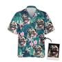 Custom Pet Dog Face Aloha Shirts, Personalized Hawaiian Shirts With Dog Face - Tropical Seamless Palm Leaves And Tropical Floral Shirts