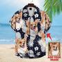 Custom Photo Cute Animal Tropical Leaves Hawaiian Shirt, Custom Photo Corgi Flower Hawaiian Shirt, Personalized Hawaiian Shirts - Perfect Gift For Animal Lovers, Family, Friends