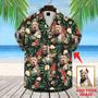 Custom Photo Dog Floral Summer With Palm Trees Pattern Hawaiian Shirt, Personalized Hawaiian Shirts - Perfect Gift For Dog Lovers, Family, Friends