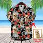 Custom Photo Tropical Leaves Skull Pattern Hawaiian Shirt, Personalized Hawaiian Shirts - Perfect Gift For Animal Lovers, Friends, Family