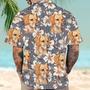 Customized Aloha Hawaiian Shirts With Dog Face Pet Face - Tropical Floral, Watercolor Flower Gray Color Aloha Hawaiian Shirts With Dog Face