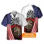 Customized Darts Hawaiian Shirt, American Flag Dartboard, Personalized Name Hawaiian Shirt For Men - Perfect Gift For Darts Lovers, Darts Players