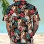 Customized Hawaiian Shirts With Dog Pet Face - Palms Dark Emerald Color Aloha Shirt, Personalized Hawaiian Shirts with Dog Face Pet Face