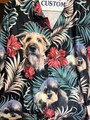 Customized Hawaiian Shirts With Dog Pet Face - Palms Dark Emerald Color Aloha Shirt, Personalized Hawaiian Shirts with Dog Face Pet Face