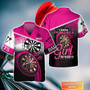Darts Custom Name Aloha Hawaiian Shirt For Summer, Pink Dart Board Personalized Hawaiian Shirt For Player, I Know I Play Like A Girl Try To Keep Up