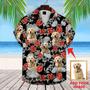 Dog Custom Hawaiian Shirt - Custom Photo Pet Grunge Human Skulls And Roses Pattern Personalized Hawaiian Shirt - Perfect Gift For Dog Lovers, Friend, Family