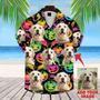 Dog Custom Hawaiian Shirt - Custom Photo Pet Pumpkin & Bat Pattern Personalized Hawaiian Shirt - Perfect Gift For Dog Lovers, Friend, Family