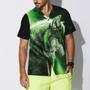 Fantasy Green Wolf Hawaiian Shirt - Wolf And Sky Night , Perfect Gift For Wolf Lovers, Husband, Boyfriend, Friend, Family