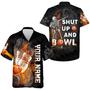 Flame Bowling Custom Name Hawaiian Shirt, Shut Up and Bowl Funny Skull Bowling Personalized Hawaiian Shirts For Men Women, Bowling Lovers, Bowlers