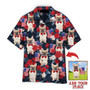 French Bulldog Hawaiian Shirt Custom Photo, Dog Holding Flag USA On Red Rose Tropical Personalized Hawaiian Shirts - Perfect Gift For Dog Lovers
