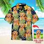 Golden Retriever Hawaiian Shirt Custom Photo, Dog With Vintage Tropical Leaves Personalized Hawaiian Shirt - Perfect Gift For Dog Lovers, Family, Friends