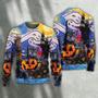 Halloween Black Cat Starry Night Funny Cat Painting Art Style Ugly Sweaters
