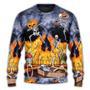 Halloween Skeleton Party Pumpkin Burning Scary Ugly Sweater