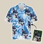 Hawaiian Shirt With My Dogs Face - Leaves & Flowers Pattern Blue Color Aloha Shirt - Personalized Hawaiian Shirt For Men & Women, Pet Lovers