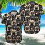 Pug Dog Aloha Hawaiian Shirt - Pug Face Pattern Hawaiian Shirt, Black And Yellow Pug Pattern Hawaiian Shirt For Men & Women, Pug Lover