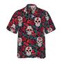 Sugar Skulls And Roses Hawaiian Shirt, Skulls Hawaiian Shirt, Roses Pattern Aloha Shirt - Perfect Gift For Men, Women, Husband, Wife, Friend, Family