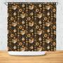 Boho Birds And Flowers Brown Color Shower Curtain