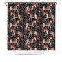 Boho Nordic Nights Dark Pattern Horses Flowers Shower Curtain