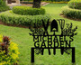Custom Metal Garden Tools Sign with Stakes, Personalized Garden Name Sign, Yard Art