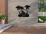 Custom Tropical Palm Trees Metal Wall Sign, Patio or Pool Sign, Personalized Est Date Sign