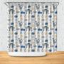 Grey Cat And Sun Pattern Cutest Celestial Boho Style Shower Curtain