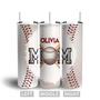 Custom Baseball Red Stitches Tumbler | Custom Name | Gifts For Baseball Mom | Personalized Baseball Mom Skinny Tumbler