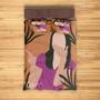 Custom Boho Woman Silhouette Bedding Set, Custom Name, Bohemian Style, Personalized Boho 3 Pieces Bedding Set