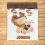 Custom Lion Animal Boho Bedding Set, Custom Name, Cute Gift For Kids, Personalized Boho 3 Pieces Bedding Set