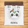 Custom Panda Watercolor Bedding Set, Custom Name, Cute Kids Gift, Personalized Boho 3 Pieces Bedding Set