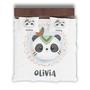 Custom Panda Watercolor Bedding Set, Custom Name, Cute Kids Gift, Personalized Boho 3 Pieces Bedding Set