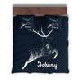Custom Reindeer Galaxy Bedding Set, Custom Name, Boho Design Animal, Personalized Boho 3 Pieces Bedding Set