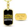 Custom Daughter Survivor Keychain With Back Engraving | Birthday | Personalized Dad And Daughter Dog Tag Keychain