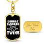 Custom Double Blessed Dad Of Twins Keychain With Back Engraving | Birthday Gifts For Dad | Personalized Dad Dog Tag Keychain