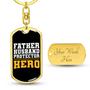 Custom Father Husband Protecter Hero Keychain With Back Engraving | Birthday Gift For Dad | Personalized Dad Dog Tag Keychain
