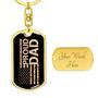 Custom Proud Dad Veteran Keychain With Back Engraving | Birthday Gifts For Veteran Dad | Personalized Dad Dog Tag Keychain