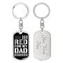 Custom Red For My Dad Keychain With Back Engraving | Birthday Gifts For Dad | Personalized Dad Dog Tag Keychain