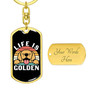 Custom Life Is Golden Keychain With Back Engraving | Birthday Gift For Dog Lovers | Personalized Dog Dog Tag Keychain