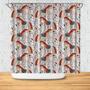 White Horses Pattern With Floral Nordic Boho Shower Curtain