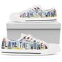Blame The Wine White Licence Plate Low Top Canvas Shoes